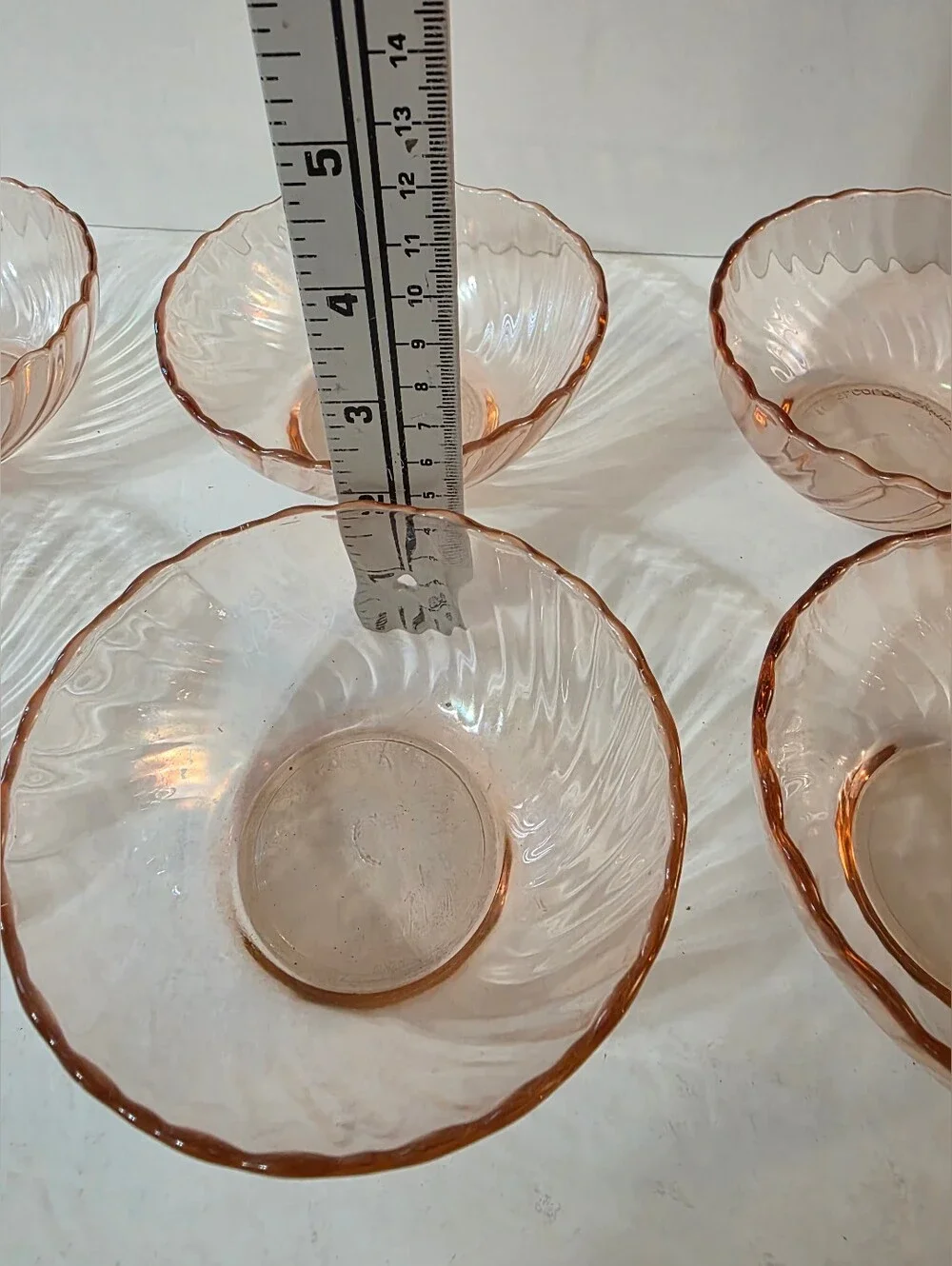 Vintage 80s Arcoroc France Rosaline Pink Swirl Berry Dessert Bowls